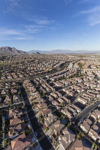 Photography Aerial view of suburban bedroom community in Las Vegas, Nevada.