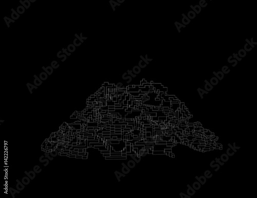 Abstract pixelated ruins. I...