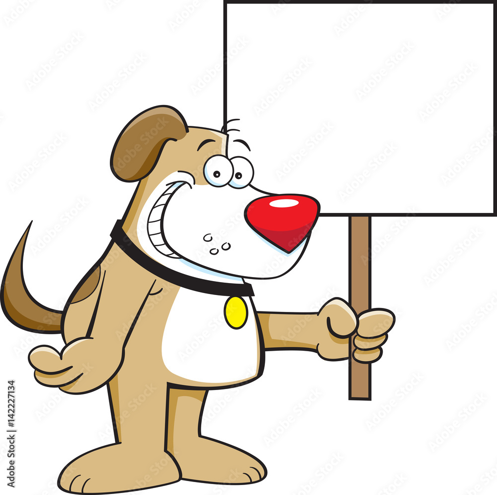 cartoon-illustration-of-dog-holding-a-sign-stock-vector-adobe-stock