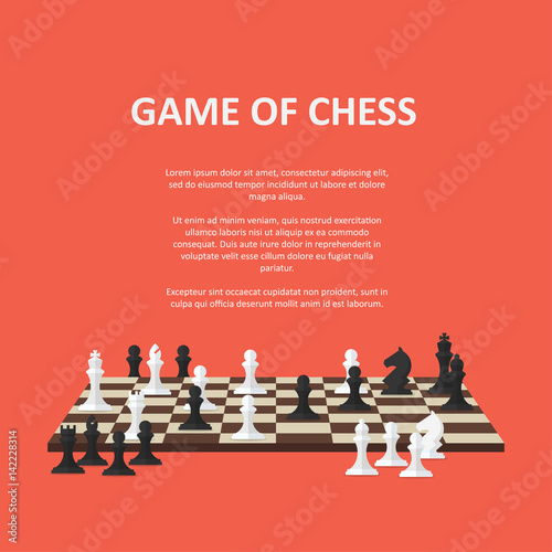 Banner with chess pieces on a chessboard