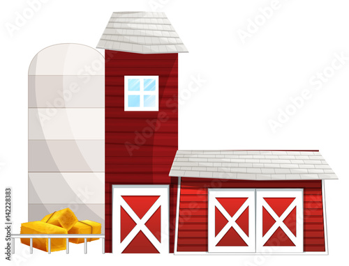 Farming scene with silo and barns photo