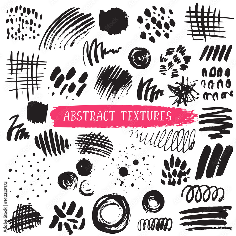 Vector collection of black ink abstract textures. Vector collection of black ink abstract textures.