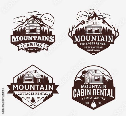 Leinwand Poster Mountain recreation and cabin rentals logo