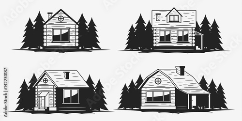 Foto Wooden cabin icons