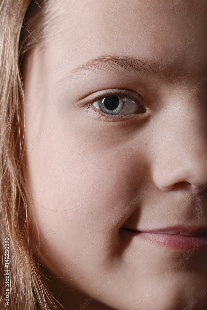 half face girl portrait half face girl portrait