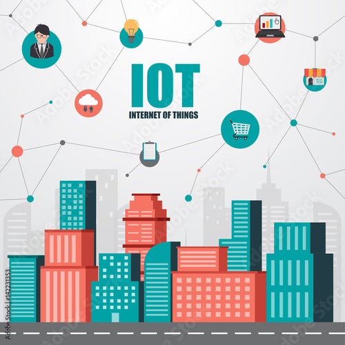 Vector - smart city and wireless communication network, abstract image visual, internet of things concept