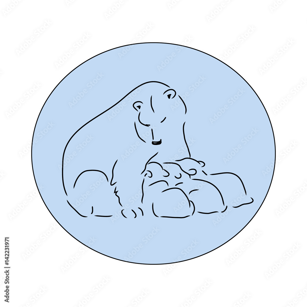 Bear with cubs, vector illustration Bear with cubs, vector illustration