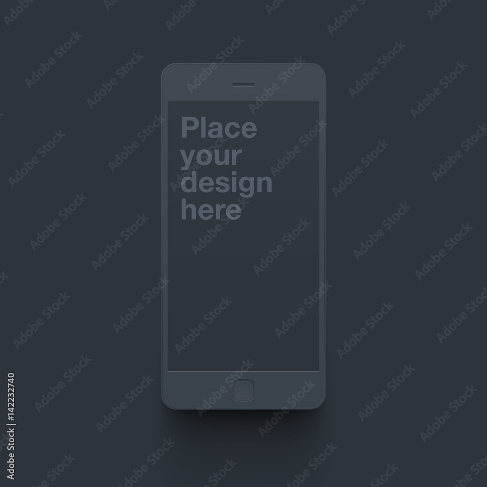 Dark vector clay render smartphone mock up. Dark vector clay render smartphone mock up.