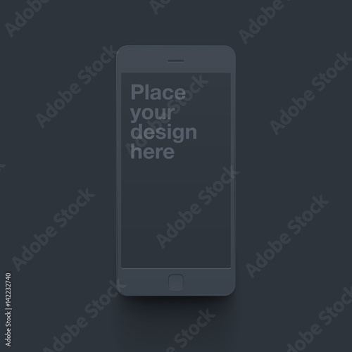 Dark vector clay render smartphone mock up.