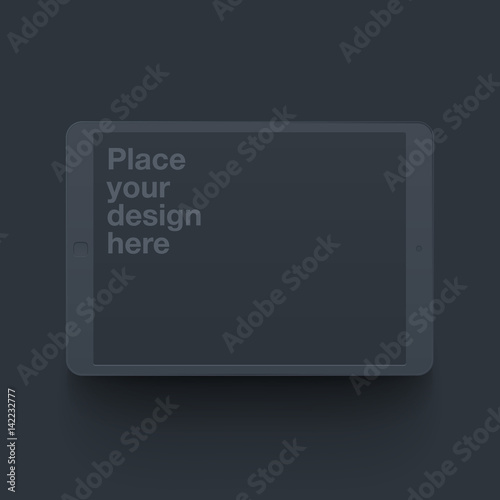 Dark vector clay render digital tablet mock up.