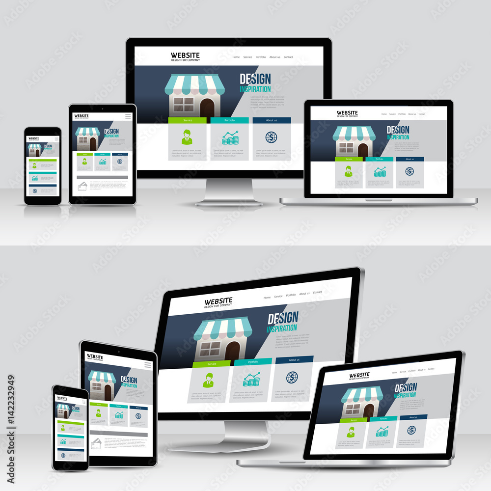 Vector - Vector Modern devices with web design template Vector - Vector Modern devices with web design template