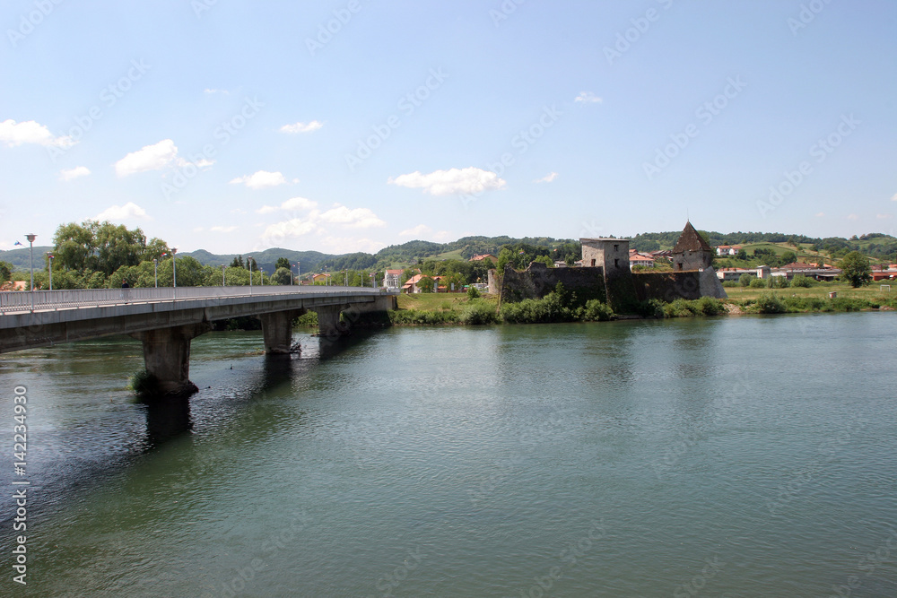 Bridge over the River Una in Hrvatska Kostajnica, Croatia on June 19, 2016.