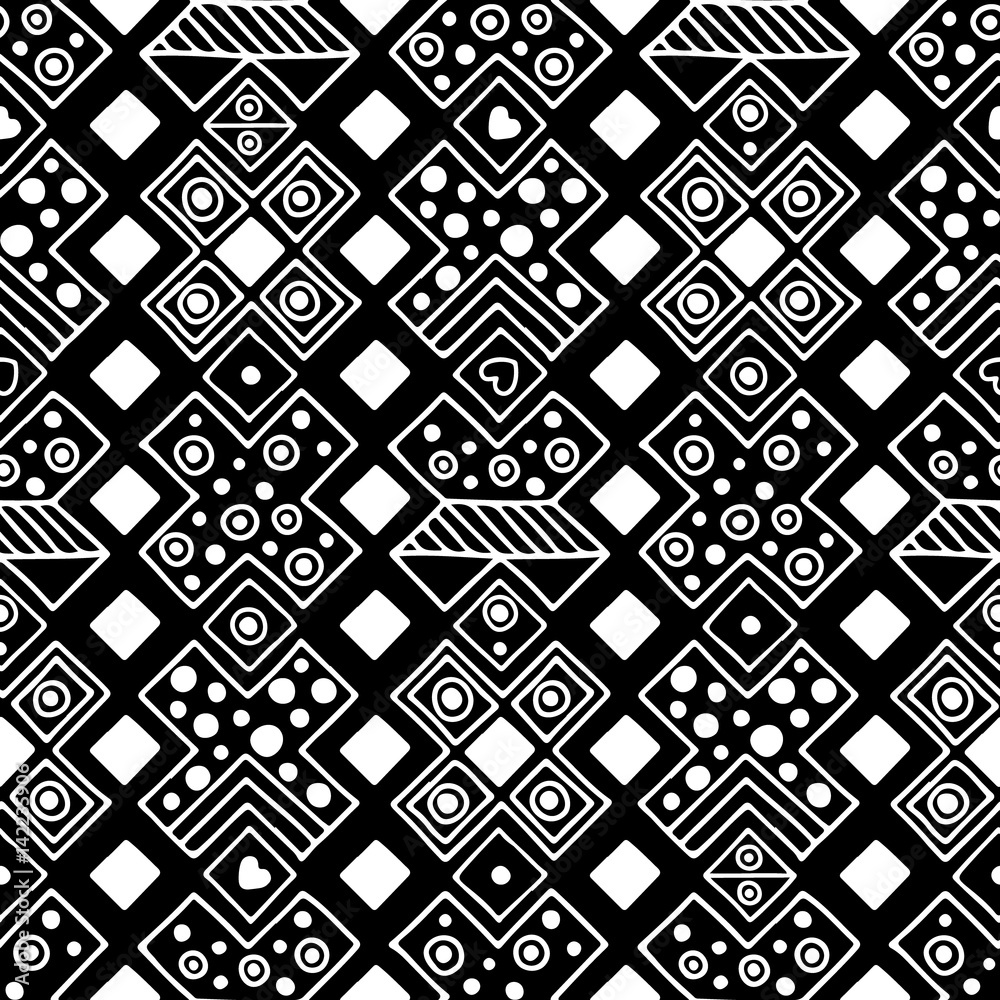 Seamless vector pattern. Black and white geometrical background with ...