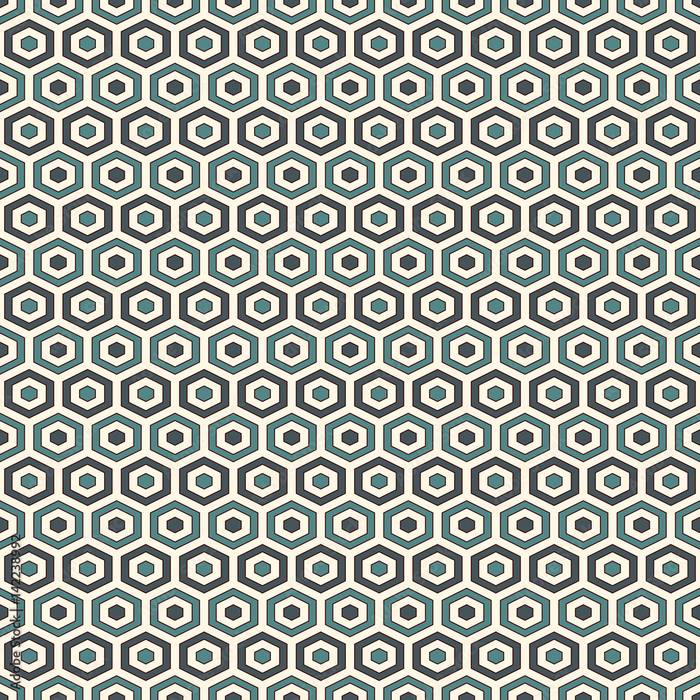 Honeycomb background. Blue colors repeated hexagon tiles wallpaper. Seamless pattern with classic geometric ornament. Honeycomb background. Blue colors repeated hexagon tiles wallpaper. Seamless pattern with classic geometric ornament.