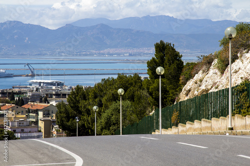 Cagliari: panoramica del porto cittadino visto dal colle di Monte Urpinu - Sardegna photo