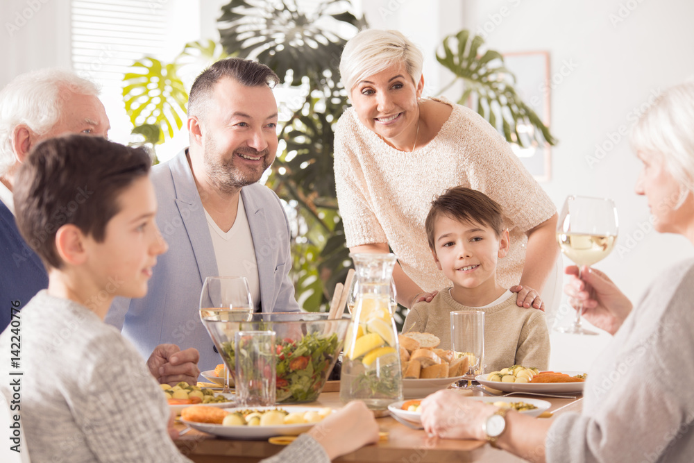 Family eating meal together
