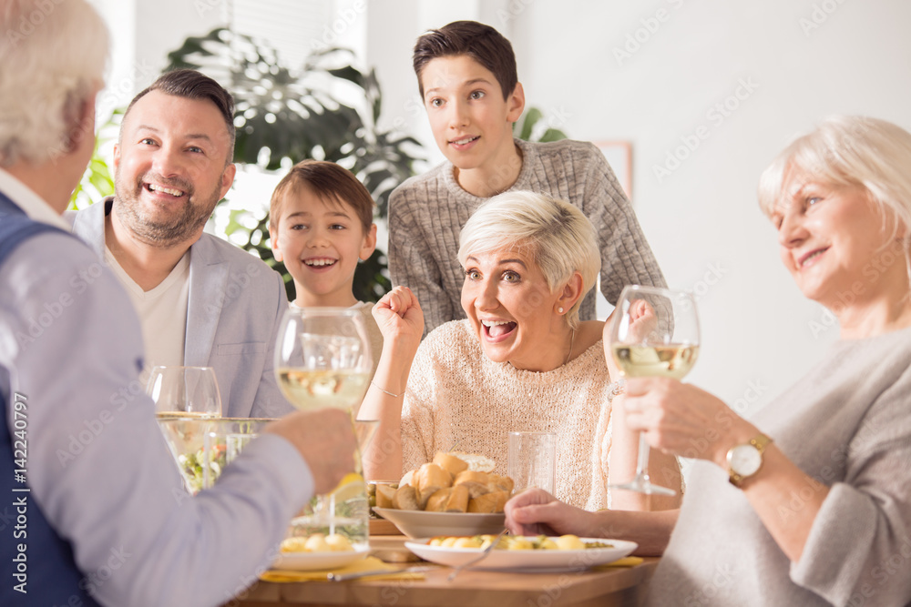 Family enjoying dinner