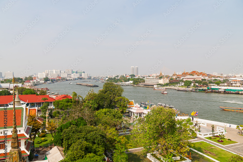 Bangkok, panorama view. Chao Phraya river. Thailand.