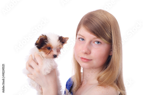 Girl and puppy