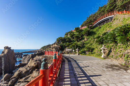 Udo jingu, a Shinto shrine located on Nichinan coastline, Kyushu, Japan photo