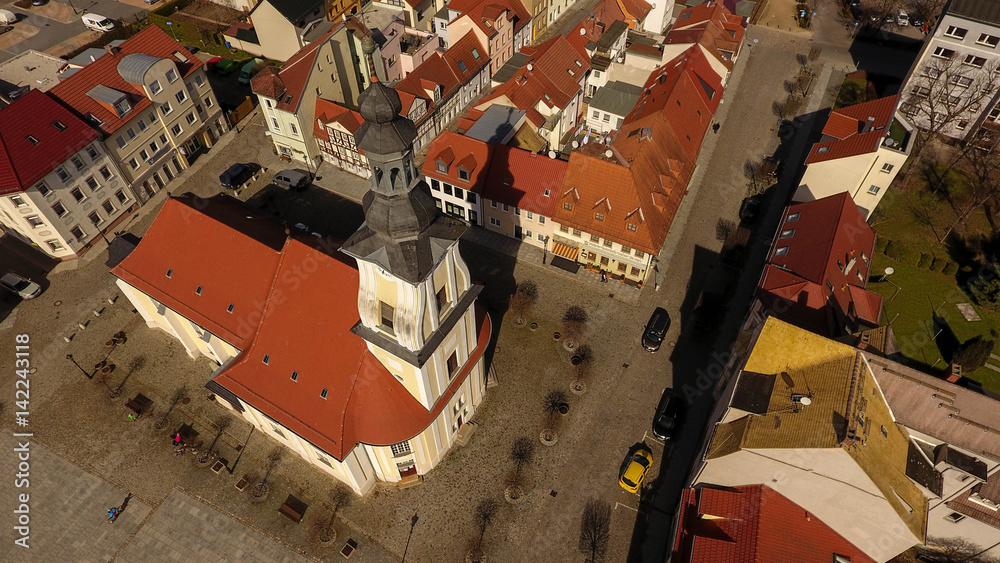 Meueslwitz market old town aerial view