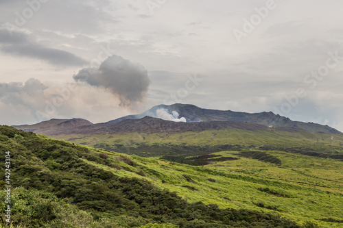 Mount Aso caldera, the active volcano, in middle of Kumamoto, Japan