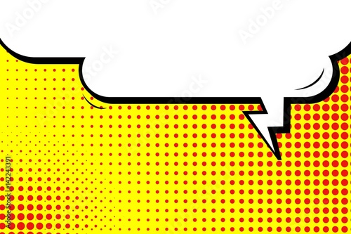 Abstract creative concept vector comic pop art style blank, layout template with clouds beams and isolated dots background. For sale banner, empty speech bubble set, illustration halftone book design.