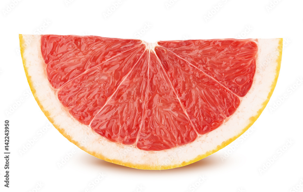 Slice of grapefruit isolated on white background