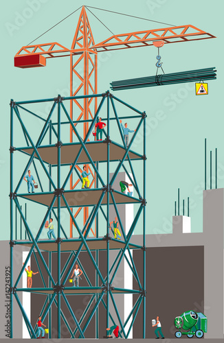 Construction site of a building under construction