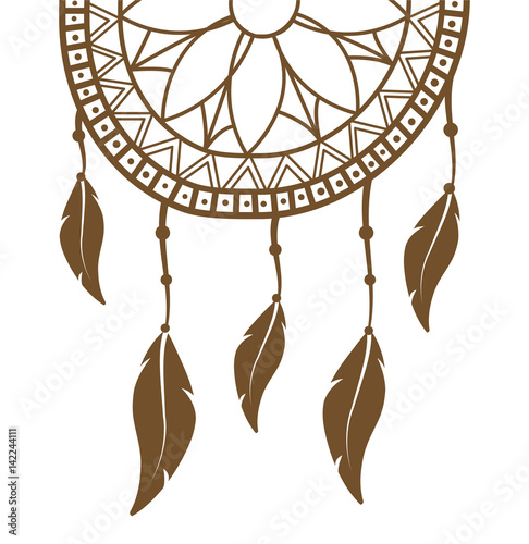 dreamcatcher icon over white background. boho style design. vector illustration