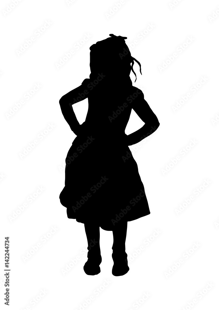 Silhouette of girl in dress vector black Silhouette of girl in dress vector black