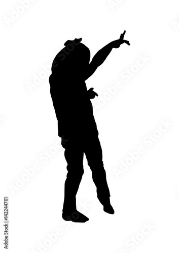 Silhouette of a girl is happy vector black