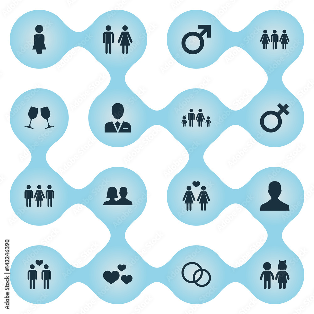 Vector Illustration Set Of Simple Couple Icons. Elements Candidate