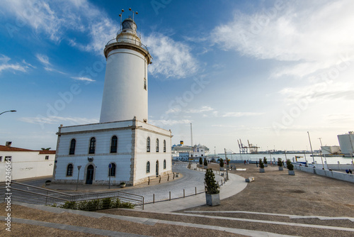 Lighthouse on pier in Malaga,Spain