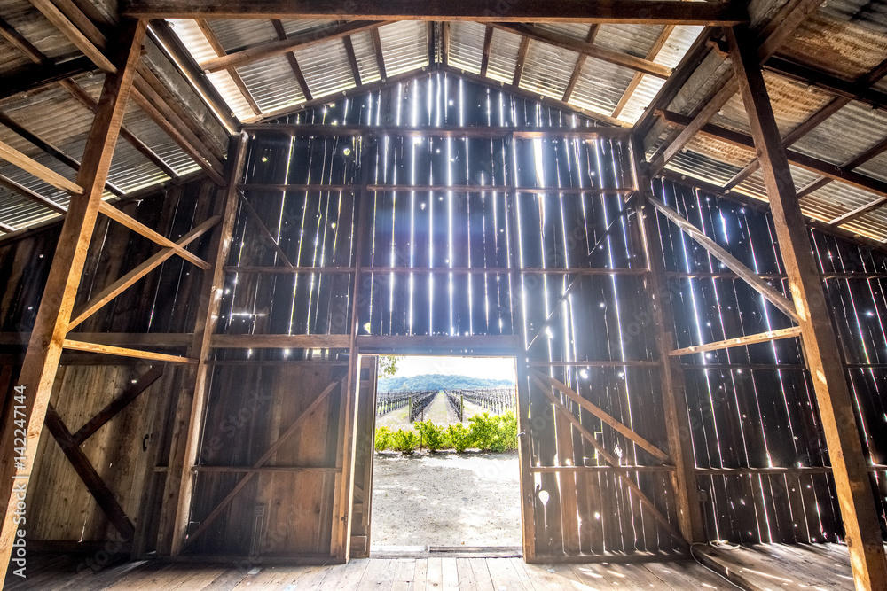 Old Backlit Barn in Napa