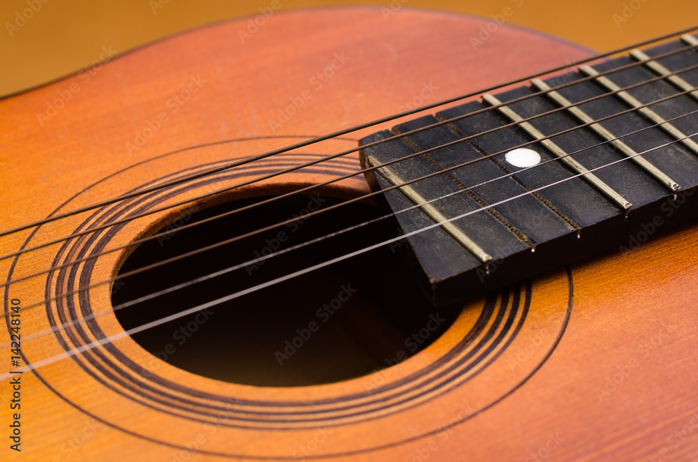Detail of old acoustic guitar Detail of old acoustic guitar