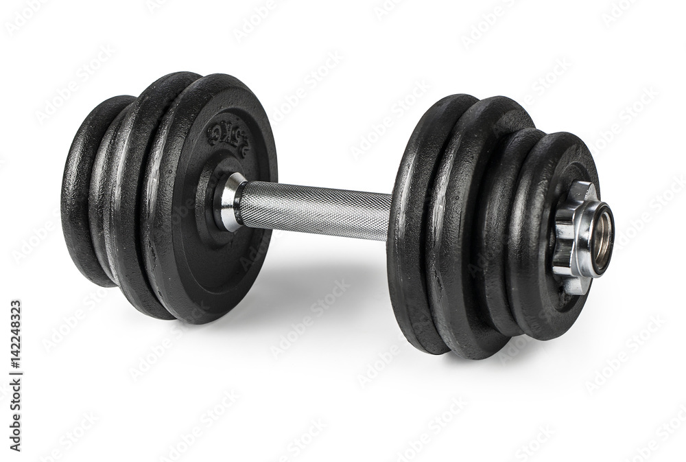 Naklejka premium dumbbells over white background.