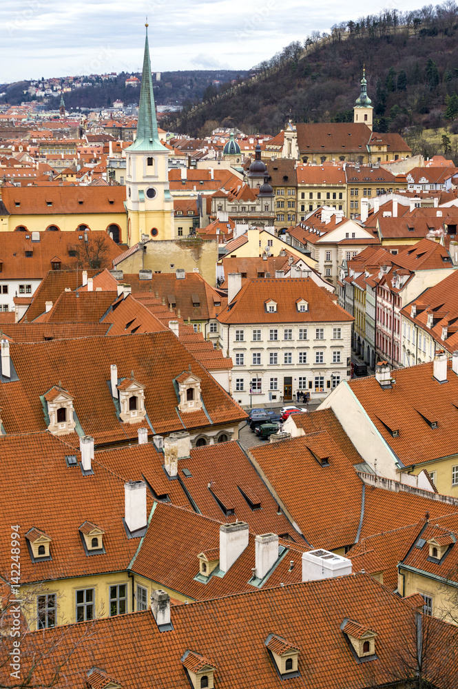 Roofs of Prague city Czech republic