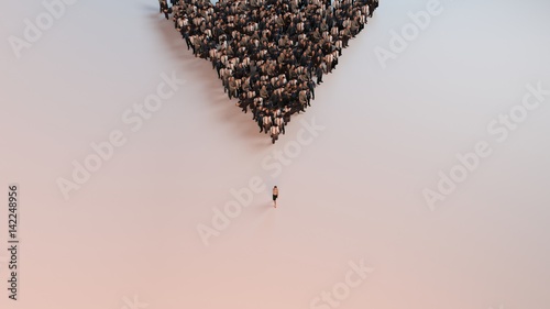 single woman leading group of people 3d illustration photo