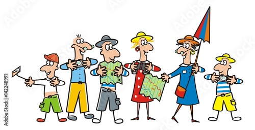 group of tourist, guide, vector icon