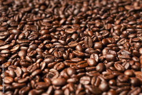 Coffee beans, close-up, black background