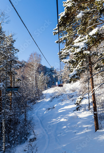 Ropeway to mountain Tserkovka in  the resort of Belokurikha, Altai, Russia photo