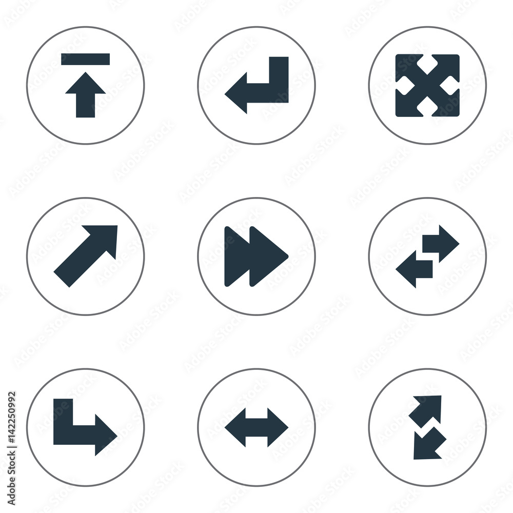 Vector Illustration Set Of Simple Indicator Icons. Elements Crossed