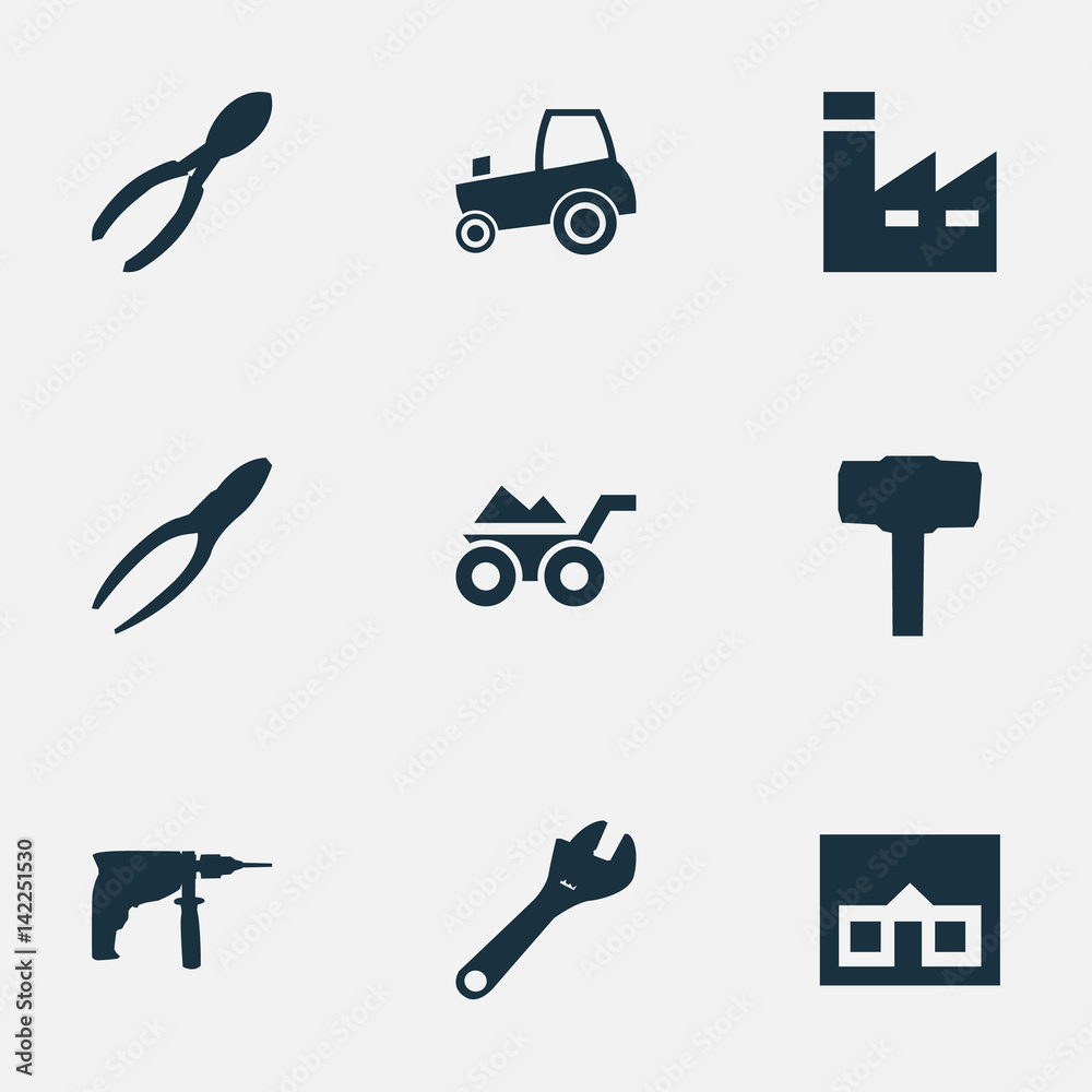 Vector Illustration Set Of Simple Axe Icons. Elements Agriculture