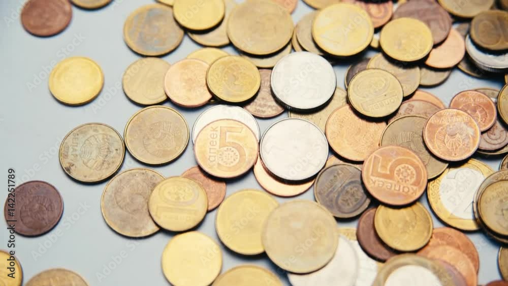 Belarusian coins fall to the side. Belarusian coins fall to the side.