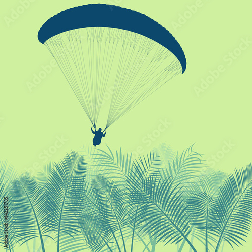 Paragliding jump landscape vector background for poster