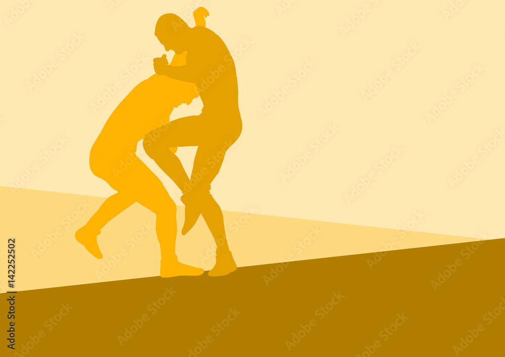 Wrestling active men fight action greek roman sport silhouette vector abstract Wrestling active men fight action greek roman sport silhouette vector abstract