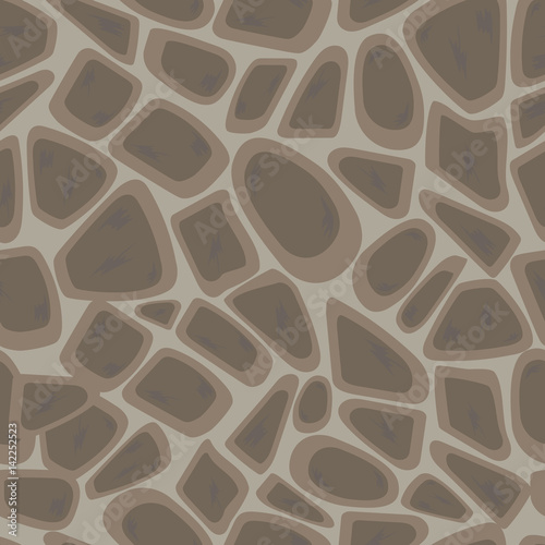 Brown gray stone background. Vector seamless texture of stones. Smooth brown with a gray tint stones. 