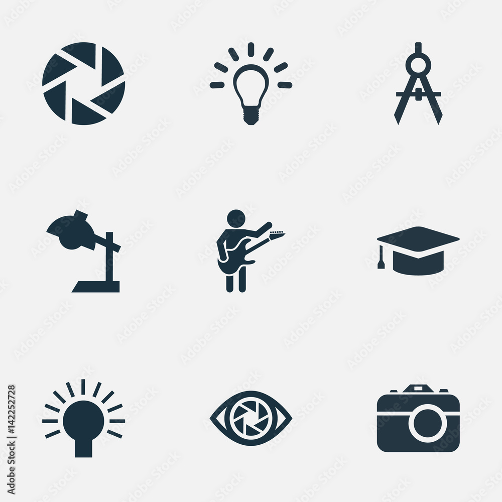 Vector Illustration Set Of Simple Creative Thinking Icons. Elements