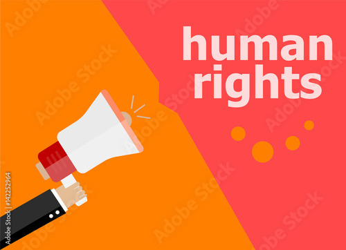 human rights. Hand holding a megaphone. flat style